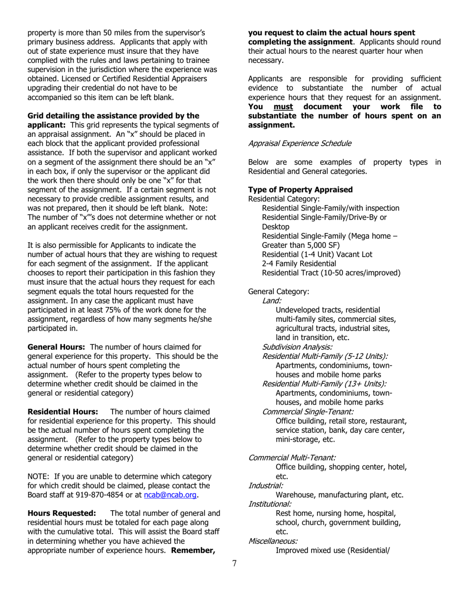Application for Certified General Certification - North Carolina, Page 7
