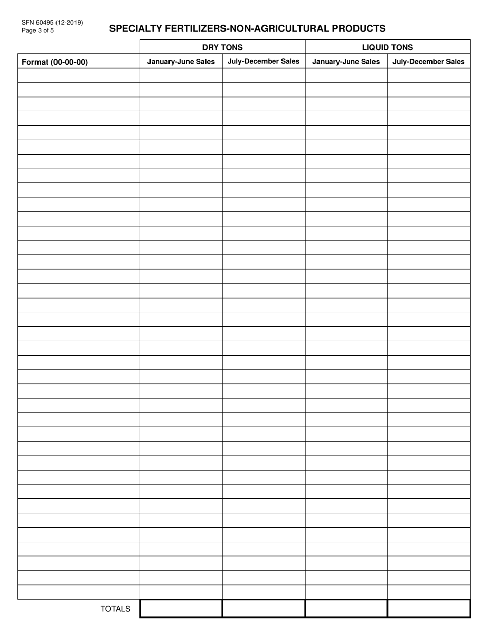 Form SFN60495 Annual Fertilizer Retail Tonnage Report - North Dakota, Page 3