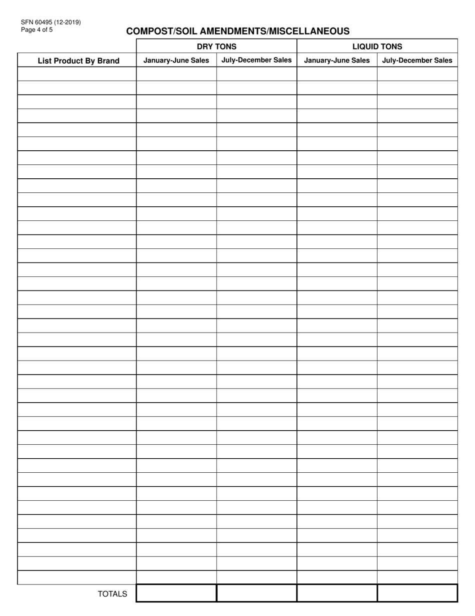 Form SFN60495 Annual Fertilizer Retail Tonnage Report - North Dakota, Page 4