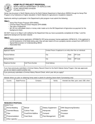 Form SFN60963 Hemp Pilot Project Proposal - North Dakota