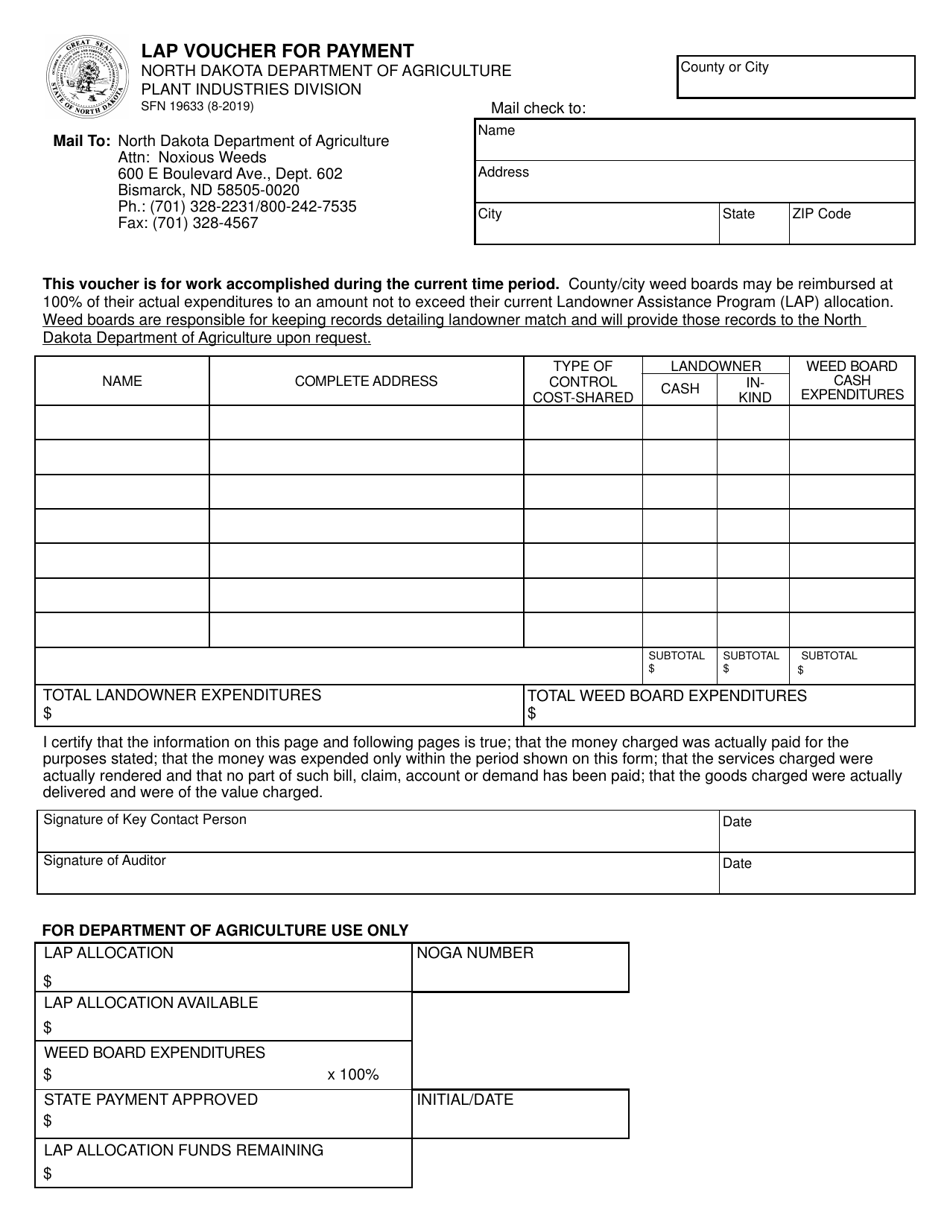 Form SFN19633 - Fill Out, Sign Online and Download Fillable PDF, North ...