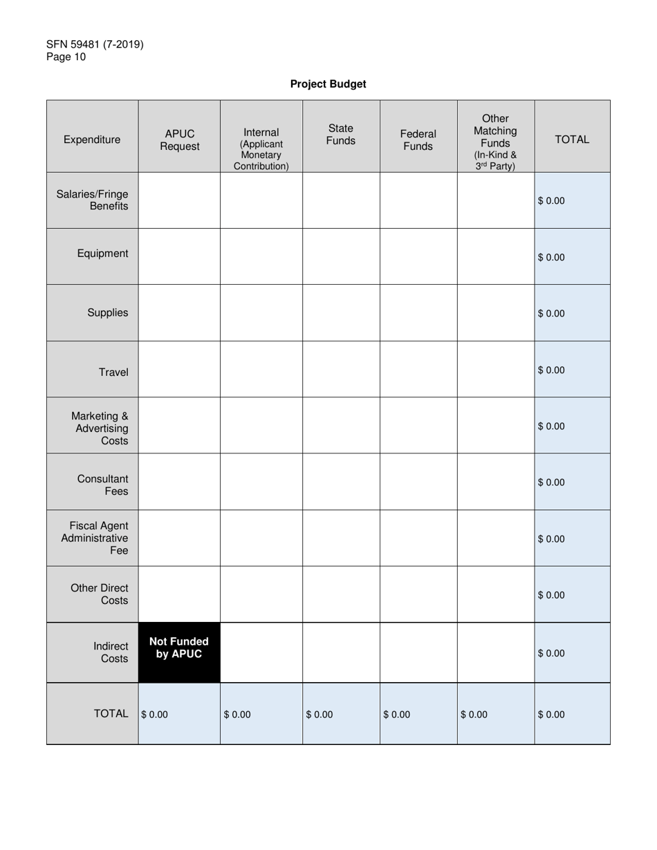 Form SFN59481 Agricultural Products Utilization Commission Grant Application - North Dakota, Page 10