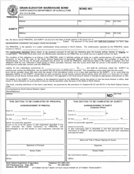 Document preview: Form SFN7573 Grain Elevator Warehouse Bond - North Dakota