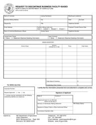 Document preview: Form SFN61259 Request to Discontinue Business Facility-Based - North Dakota