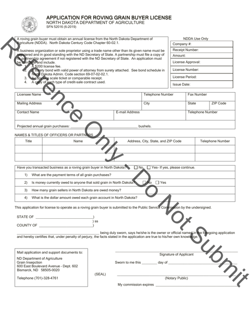 Form SFN52016  Printable Pdf
