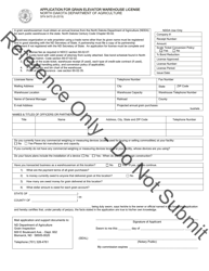 Form SFN9470 &quot;Application for Grain Elevator Warehouse License&quot; - North Dakota