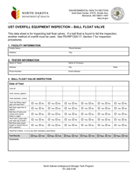 Document preview: Ust Overfill Equipment Inspection - Ball Float Valve - North Dakota
