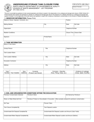 Document preview: Form SFN16932 Underground Storage Tank Closure Form - North Dakota