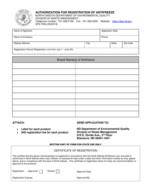 Form SFN7054  Printable Pdf