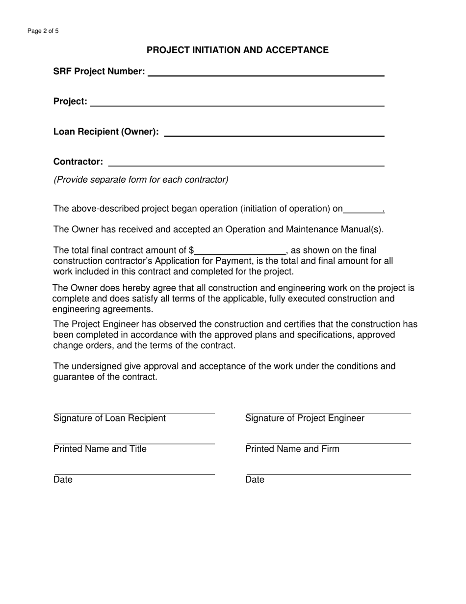 State Revolving Fund Final Project Closeout Checklist and Certifications - North Dakota, Page 2