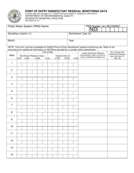 Form SFN54276 Point of Entry Disinfectant Residual Monitoring Data - North Dakota
