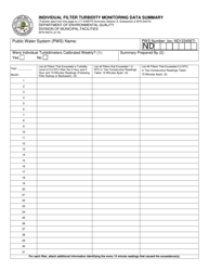 Document preview: Form SFN54274 Individual Filter Turbidity Monitoring Data Summary - North Dakota