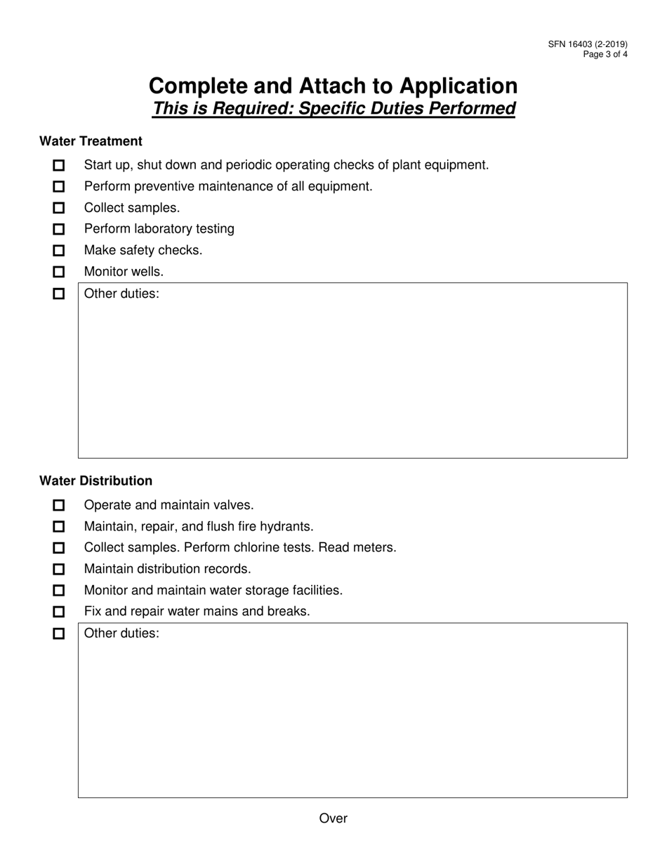 Form SFN16403 Application for Water and / or Wastewater Operator Certification Examination - North Dakota, Page 3