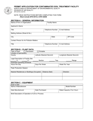Form SFN52724 Permit Application for Contaminated Soil Treatment Facility - North Dakota