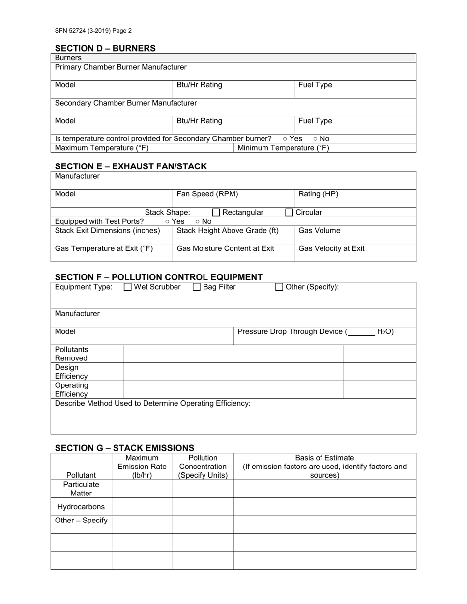 Form SFN52724 Permit Application for Contaminated Soil Treatment Facility - North Dakota, Page 2