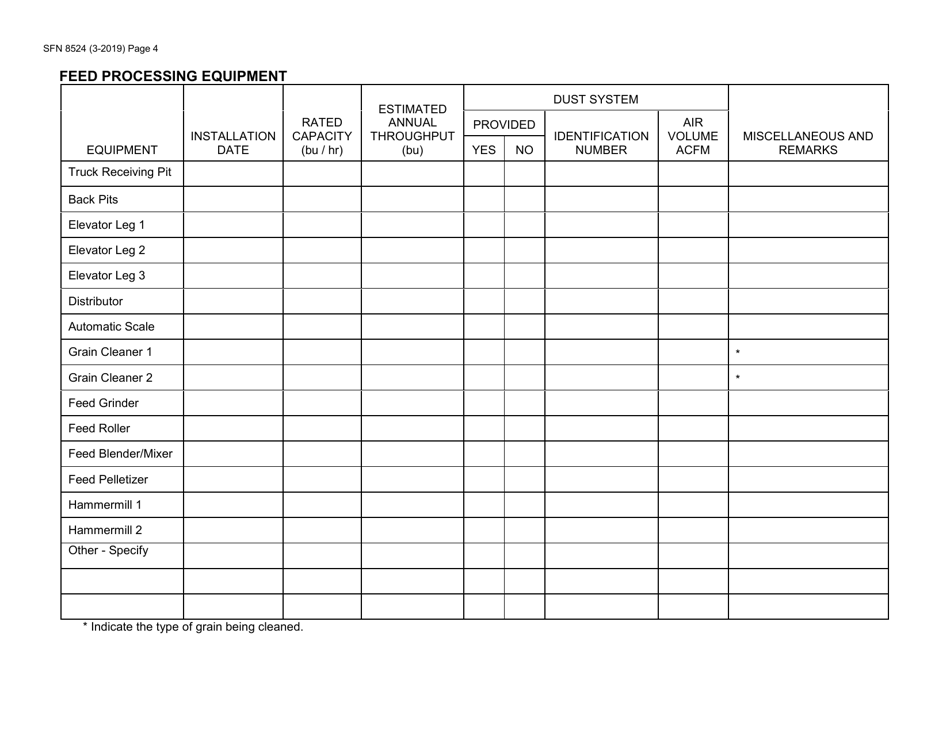 Form SFN8524 Permit Application for Grain, Feed, Milling and Fertilizer Operations - North Dakota, Page 4