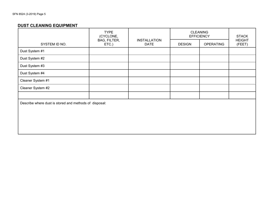 Form SFN8524 Permit Application for Grain, Feed, Milling and Fertilizer Operations - North Dakota, Page 5