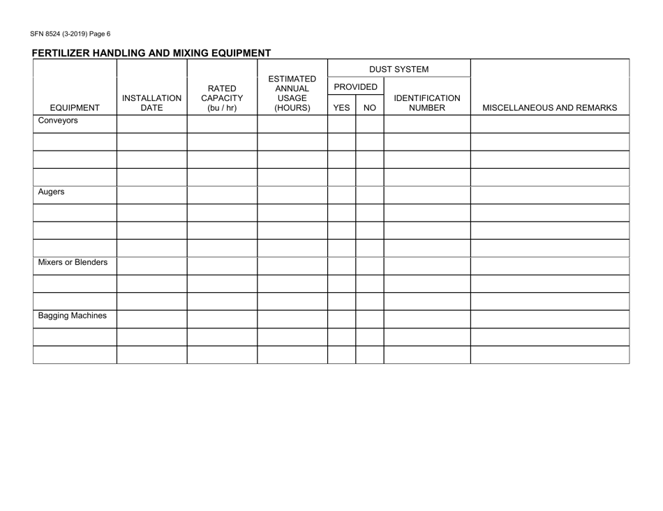 Form SFN8524 Permit Application for Grain, Feed, Milling and Fertilizer Operations - North Dakota, Page 6