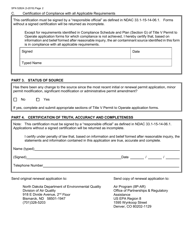 Form SFN52824 Title V Permit to Operate - Renewal Application - North Dakota, Page 2