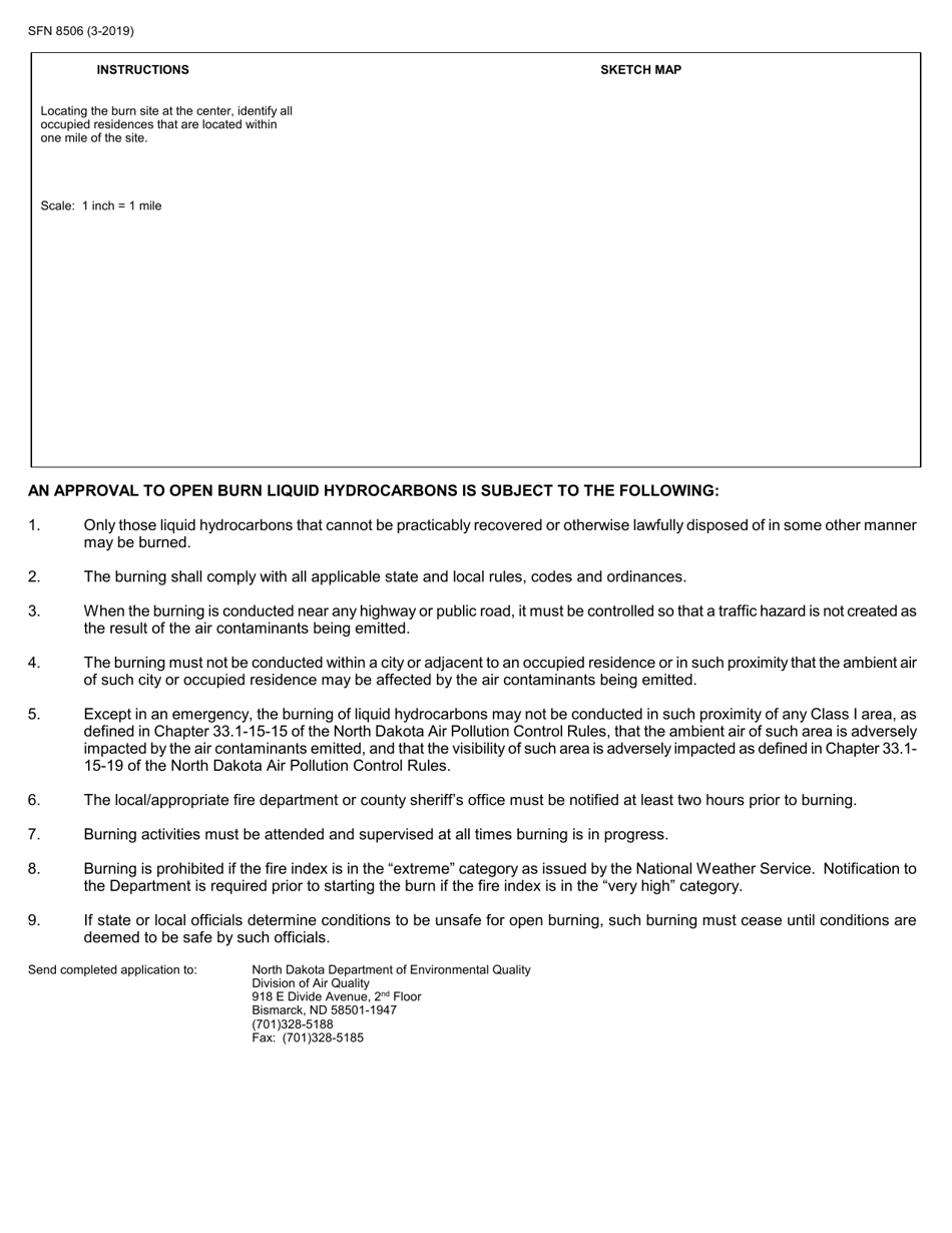 Form SFN8506 Application for Approval to Burn Liquid Hydrocarbons - North Dakota, Page 2