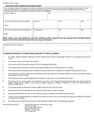 Form SFN8509 Application for Open Burning Variance - North Dakota, Page 2