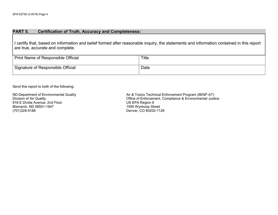 Form SFN52738 Title V Annual Compliance Certification Report - North Dakota, Page 4