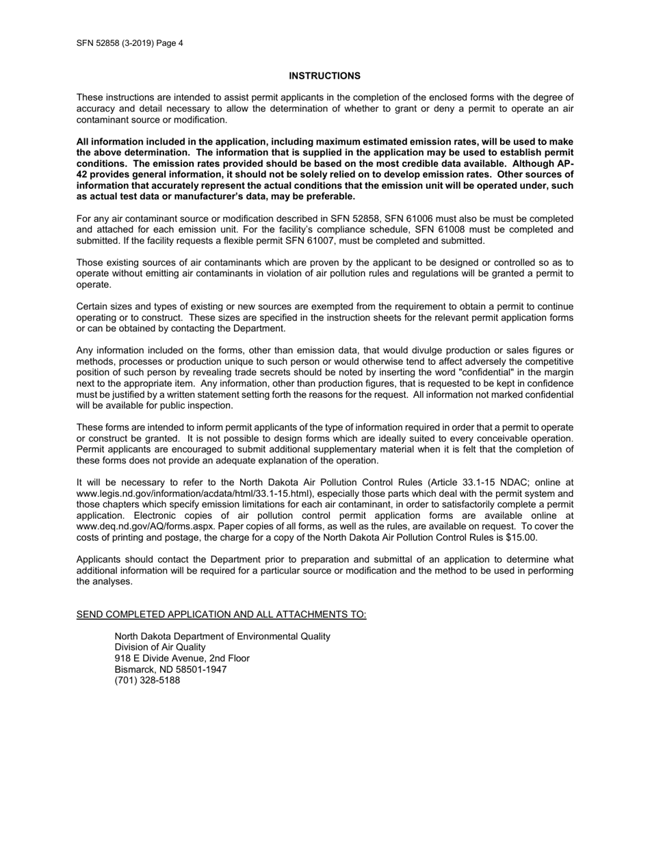 Form SFN52858 Permit Application for Title V Permit to Operate - North Dakota, Page 4