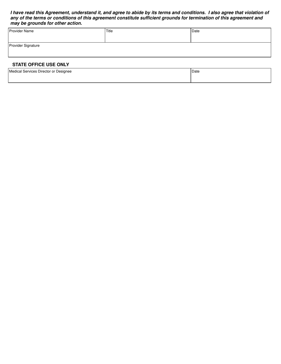Form SFN615 Medicaid Program Provider Agreement - North Dakota, Page 4