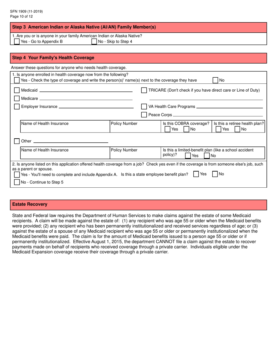 Form SFN1909 Application for Health Coverage and Help Paying Costs - North Dakota, Page 11