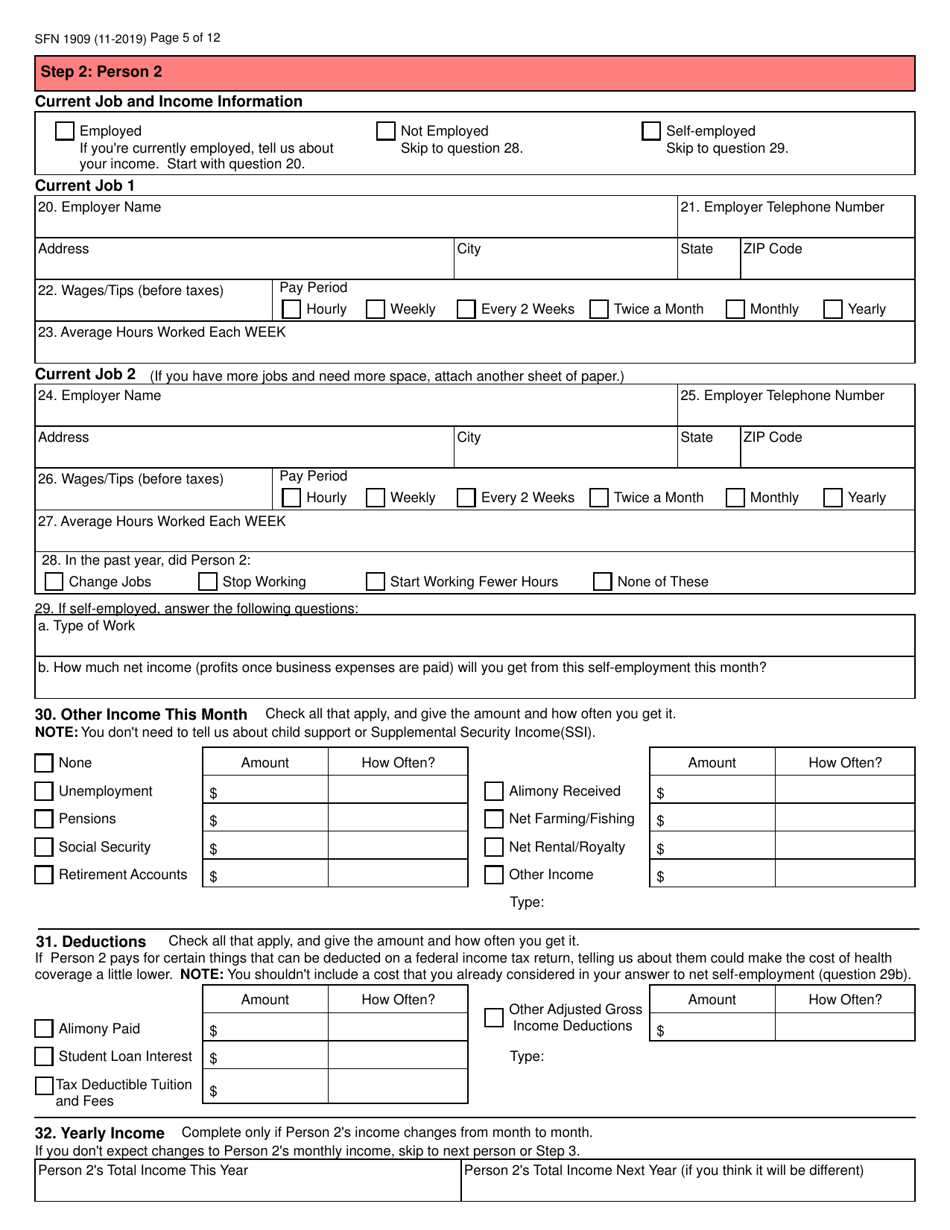 Form SFN1909 Application for Health Coverage and Help Paying Costs - North Dakota, Page 6