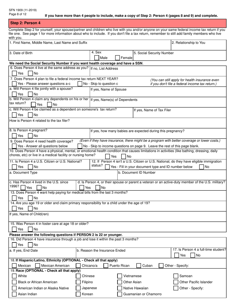Form SFN1909 Application for Health Coverage and Help Paying Costs - North Dakota, Page 9