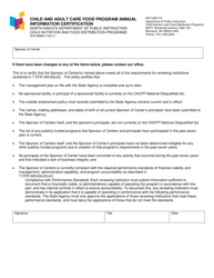 Document preview: Form SFN59989 Child and Adult Care Food Program Annual Information Certification - North Dakota