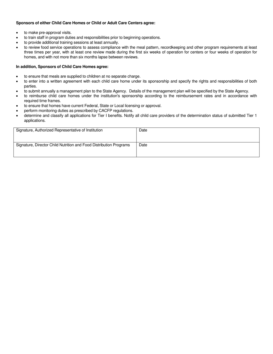 Form SFN9193 Child and Adult Care Food Program and Commodity Distribution Program Agreement - North Dakota, Page 3