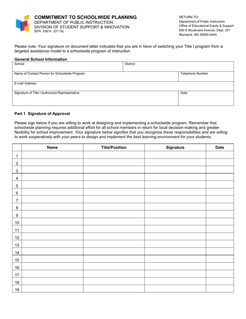 Form SFN53614  Printable Pdf