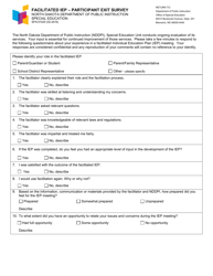 Form SFN61025 Facilitated Iep - Participant Exit Survey - North Dakota
