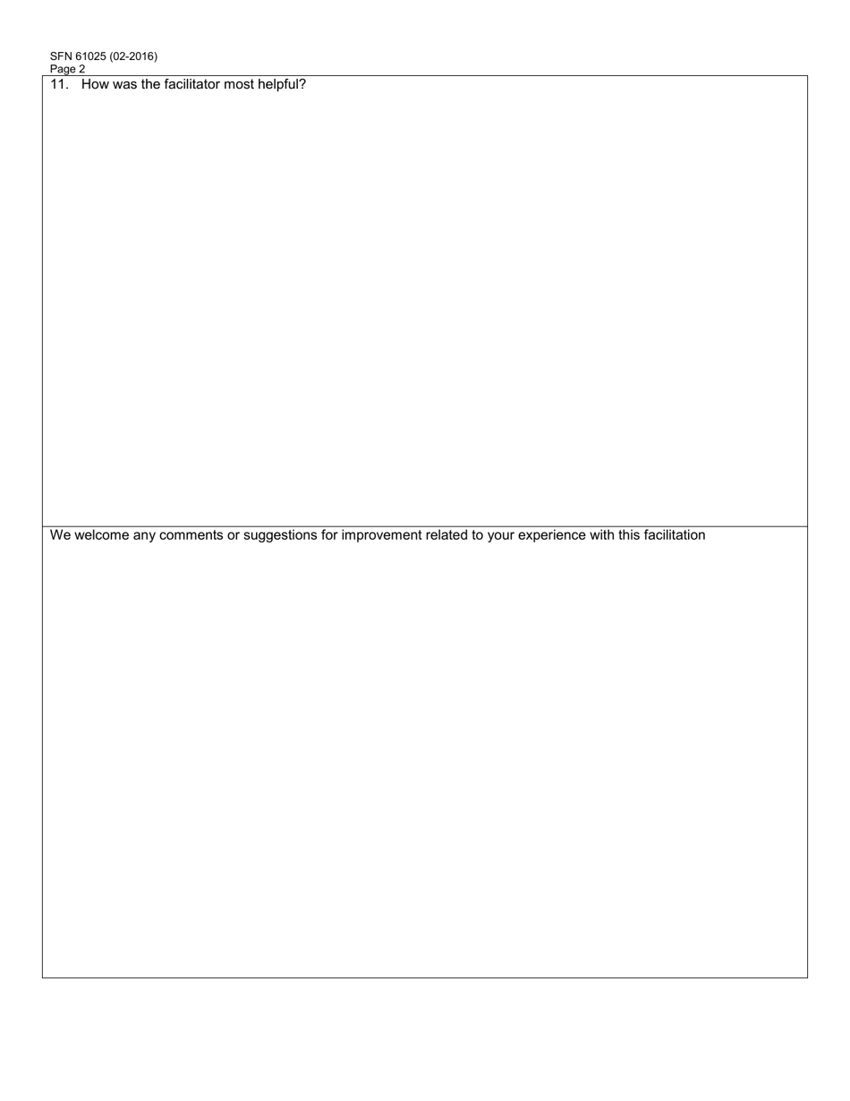 Form SFN61025 Facilitated Iep - Participant Exit Survey - North Dakota, Page 2
