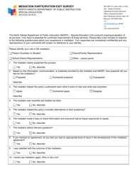 Form SFN61023 Mediation Participation Exit Survey - North Dakota