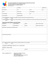 Document preview: Form SFN53472 Nd State Board of Higher Education Application - North Dakota