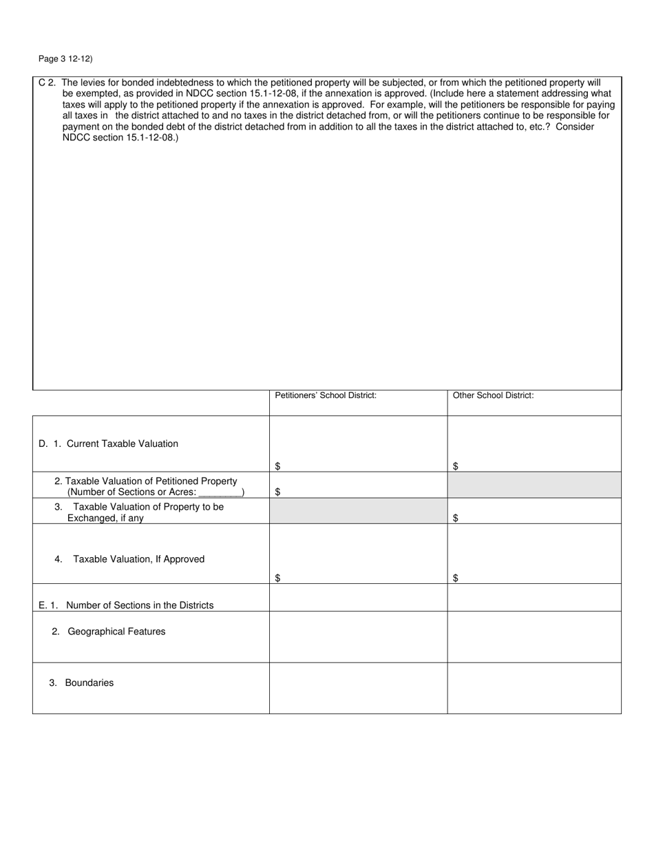 Form SFN18858 Informational Sheet for Annexations - North Dakota, Page 3