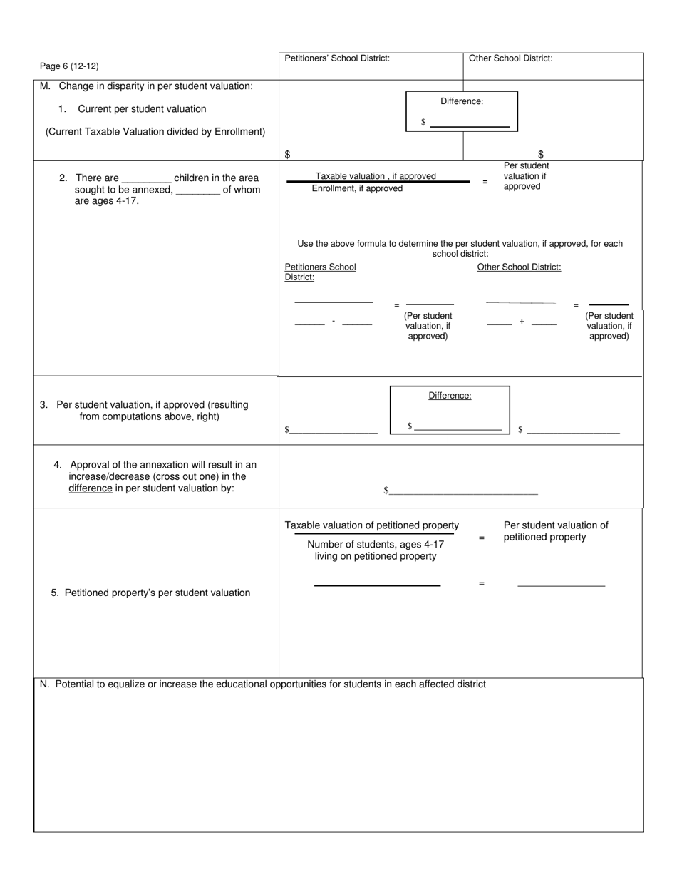 Form SFN18858 Informational Sheet for Annexations - North Dakota, Page 6