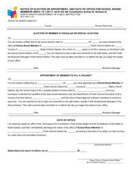 Document preview: Form SFN19305 Notice of Election or Appointment, and Oath of Office for School Board Members - North Dakota