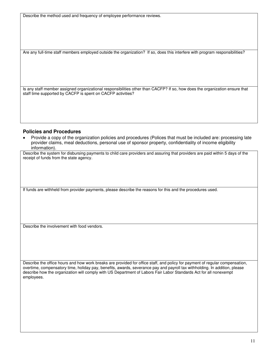 Form SFN52474 Family Child Care Home Sponsor Management Plan - North Dakota, Page 11