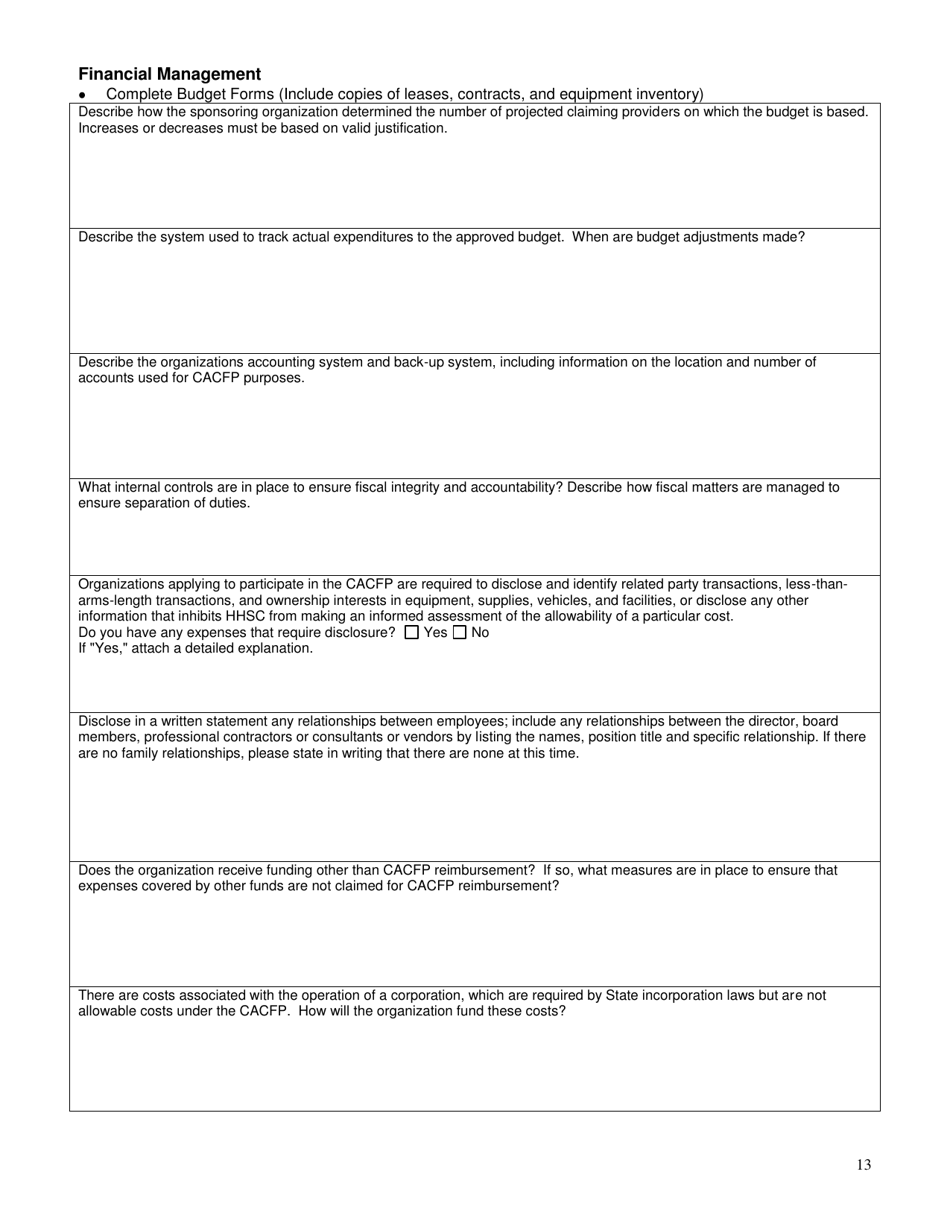 Form SFN52474 Family Child Care Home Sponsor Management Plan - North Dakota, Page 13