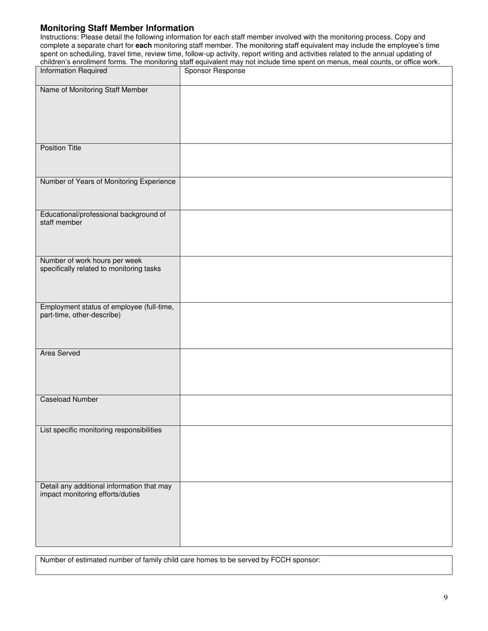Form SFN52474 Family Child Care Home Sponsor Management Plan - North Dakota, Page 9