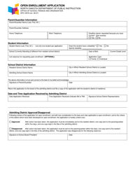 Form SFN19378 Open Enrollment Application - North Dakota