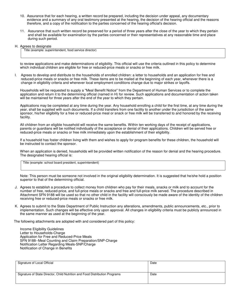 Form SFN9184 Policy Statement for Free and Reduced-Price Meals / Snp - Charge - North Dakota, Page 2