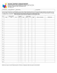 Form SFN9598 &quot;School District Census Report&quot; - North Dakota