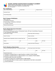 Form SFN18119 &quot;School District Notification of Student Placement&quot; - North Dakota