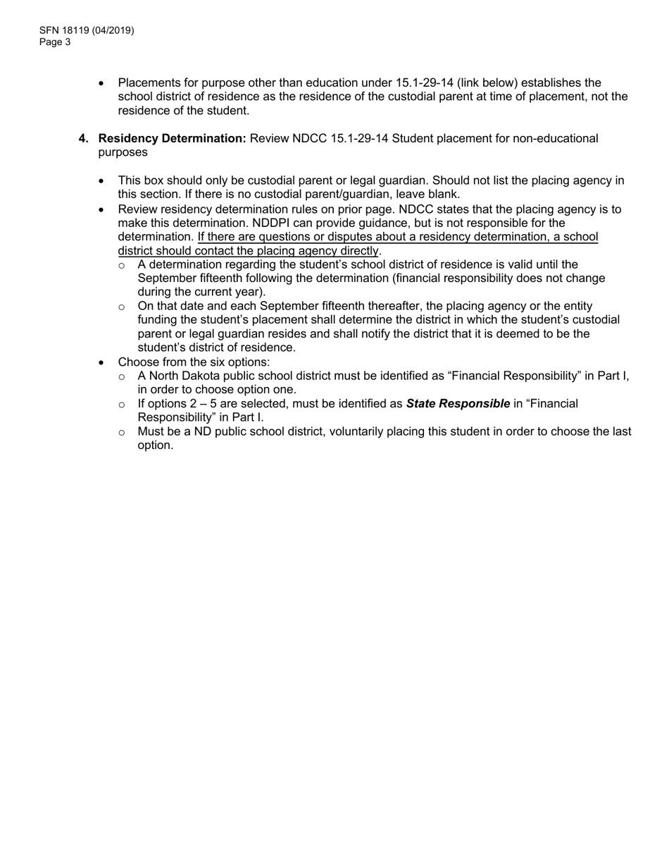 Form SFN18119 School District Notification of Student Placement - North Dakota, Page 3