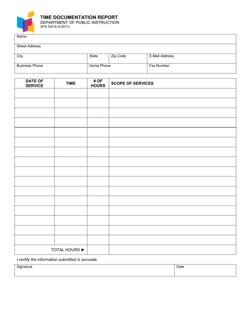 Form SFN53218 Time Documentation Report - North Dakota
